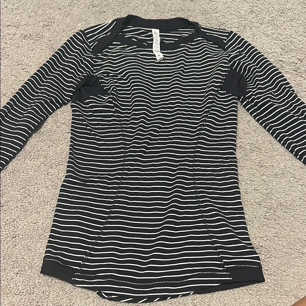 Lemon Black and White Striped Top